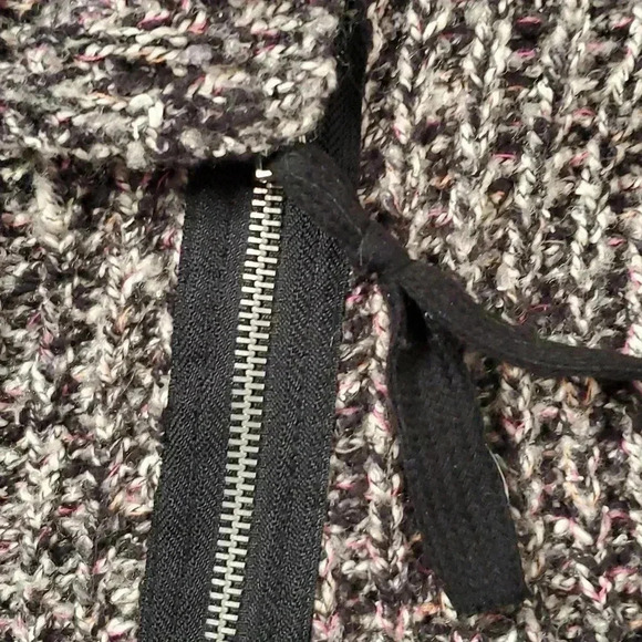 Free People Moto Side Asymetrical Zip Cardigan tweed Jacket Size M - Picture 11 of 11